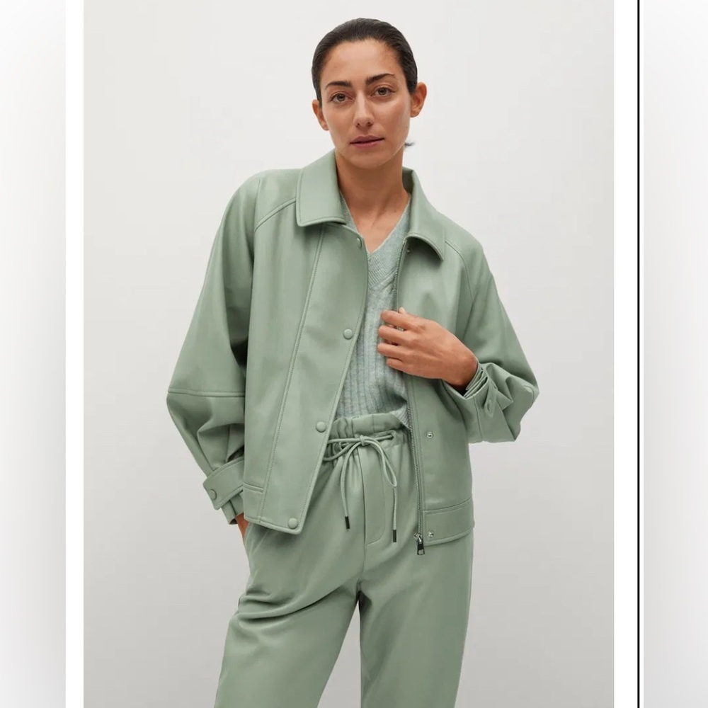 Mango Leather Bomber And Pants Set